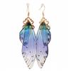 Handmade Simulation Wing Earrings Butterfly Wing Drop Earrings Rhinestone Earrings Romantic Jewelry