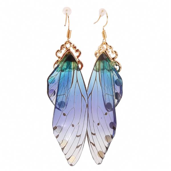 Women Bohemian Style Fairy Simulation Butterfly Wing Earrings Foil Rhinestone Earring Romantic Jewelry