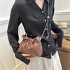 Модная женская сумка, новая модная однотонная сумка, изысканный дизайн с цепочкой, сумка-ведро на одно плечо через плечо