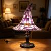 Stained Glass Witch Hat Lamp, USB Powered Resin Night Light, Gothic Halloween Table Lamp for Bedroom Bookshelf Mantel Party Decor