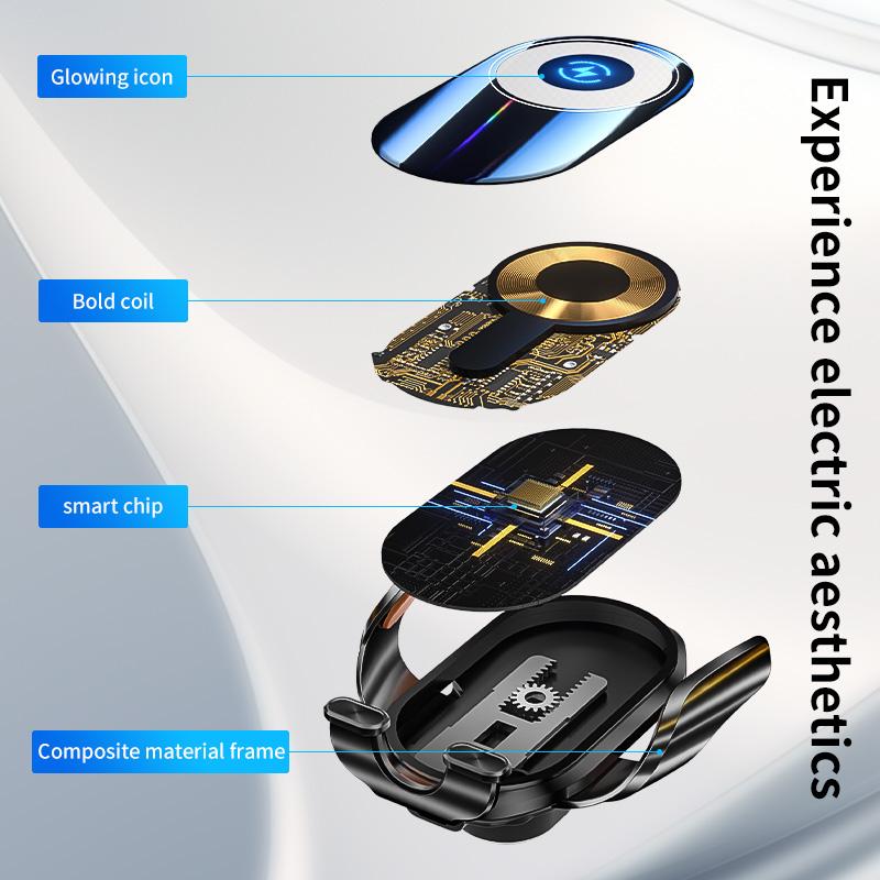 Волшебный зажим A6 трехосевая связь двойная индукция автоматическое открытие и закрытие светящийся беспроводная зарядка мобильный телефон автомобильный держатель