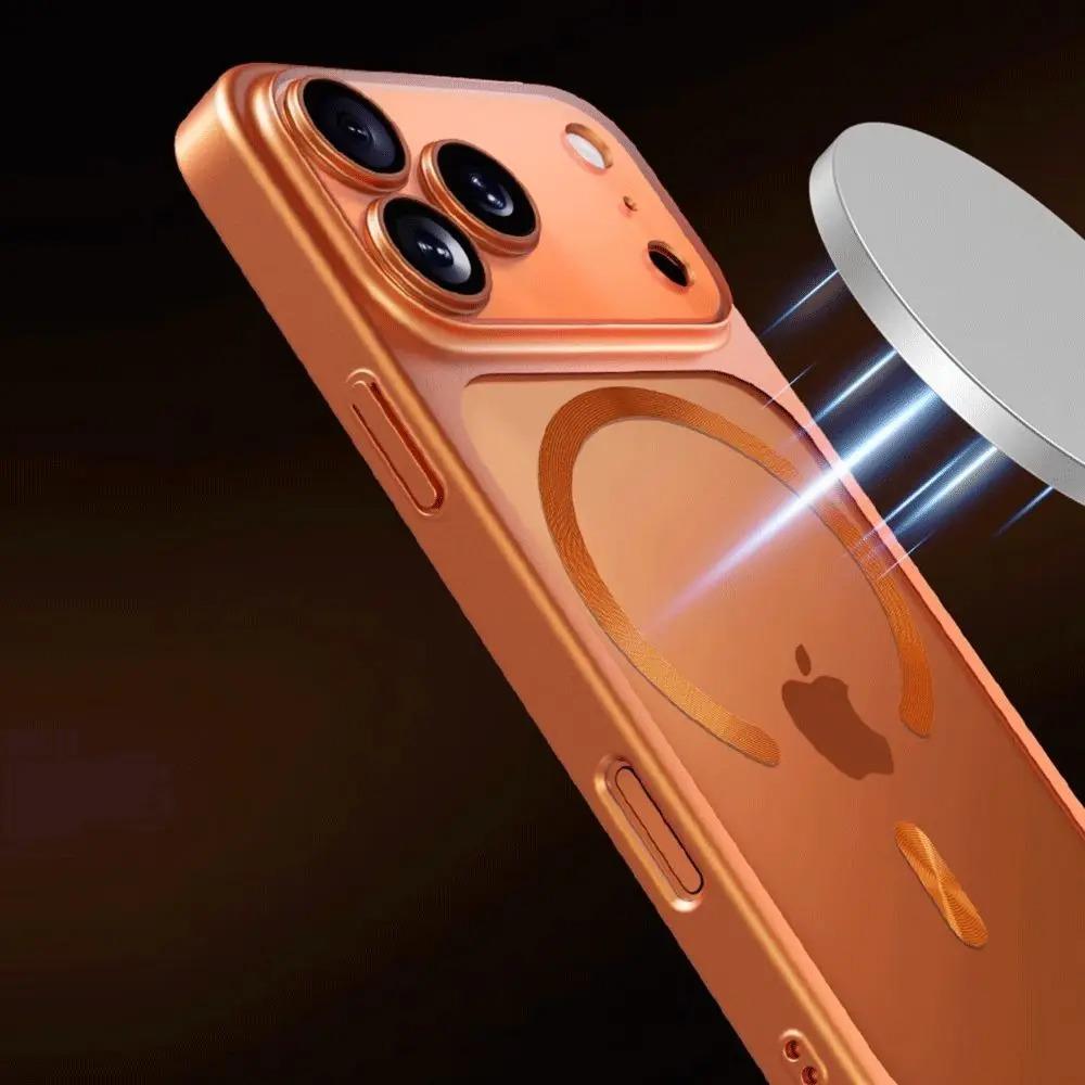 Чехлы 17ProMax Мягкий ТПУ чехол для IPhone 17 16 15 14 13 Pro Max Magsafe Прозрачная линза Пленка из закаленного стекла Защита камеры Беспроводная зарядка Чехол