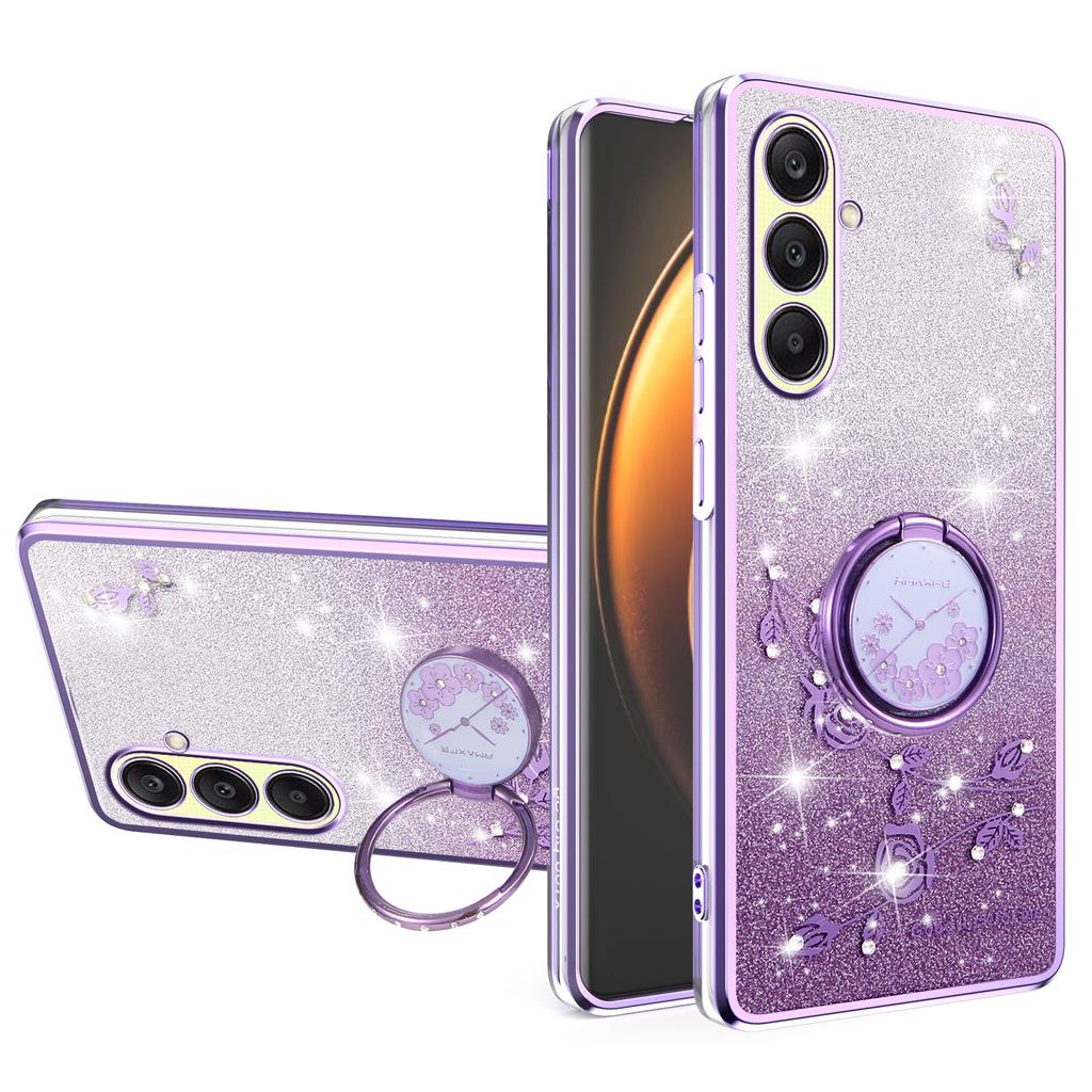 KADEM Чехол для Samsung Galaxy A26 5G с кольцом-подставкой, ТПУ, с цветами, чехол для телефона с градиентным блеском
