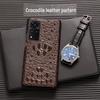 Чехол Honor V40/V30Pro/V20 из натуральной кожи с черепом и полуобложкой