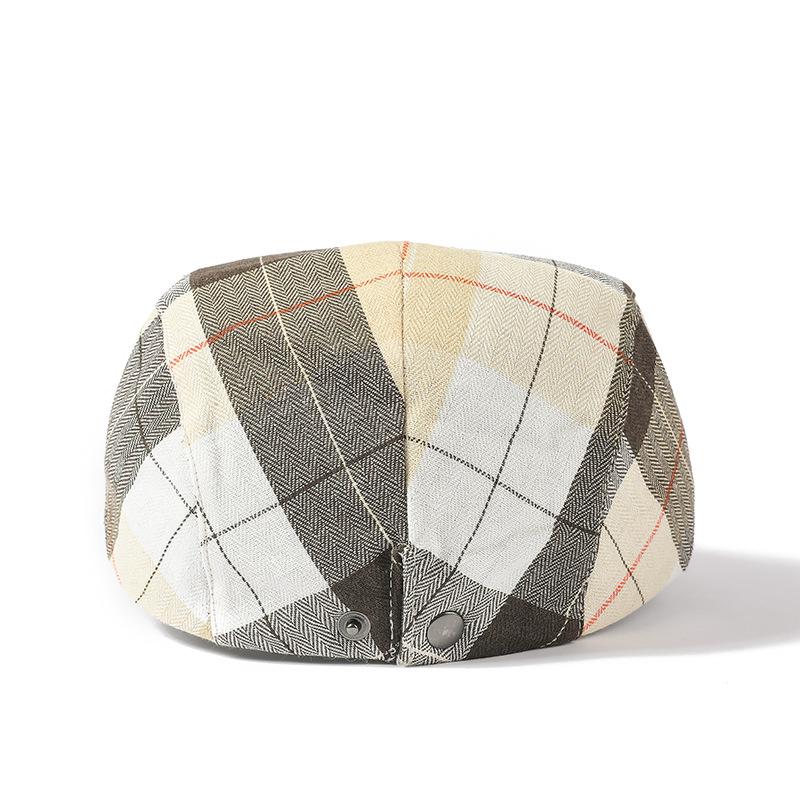 Тонкая секция клетчатой шапочки с язычком утки Ms. Дышащий берет Англии Летняя клетчатая кепка Форвард Мужская шляпа