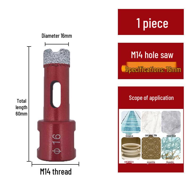 M14 Алмазная коронка паяная для плитки, мрамора, камня, стекла - Насадка для угловой шлифмашины для расширения отверстий