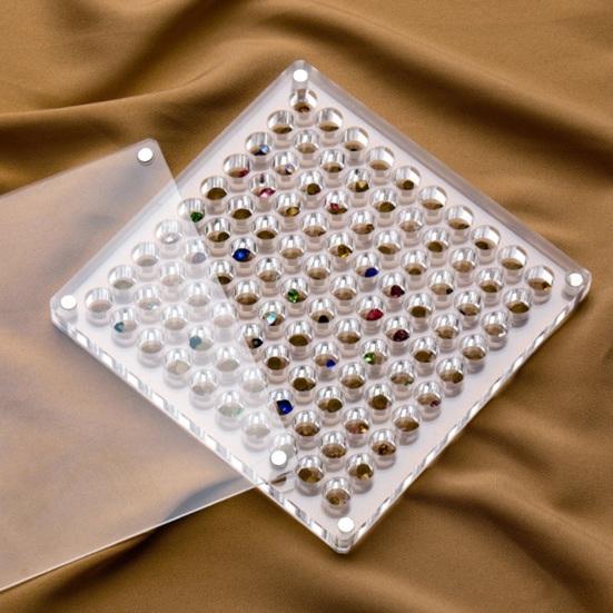 Подвеска для ногтей, коробка для хранения со стразами, с несколькими отделениями, прозрачная акриловая магнитная крышка, квадратная, прямоугольная, круглая, аксессуары для ювелирных изделий