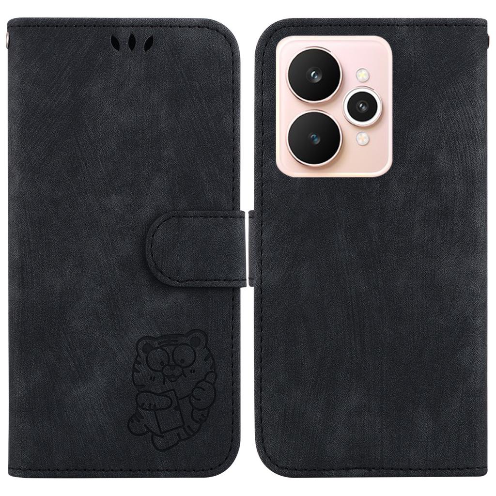 For Realme 15 Pro 5G/15 5G Wallet Case Tiger Imprint Leather Shockproof Phone Cover with Wrist Strap