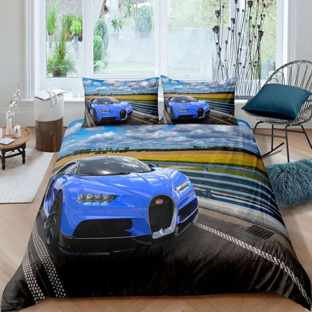 Постельное белье с принтом Hyper Car: пододеяльник и наволочка, комплект для кровати, односпальный, двуспальный, Twin, Full, Queen, King, 2/3 шт., полиэстер, чехол на одеяло