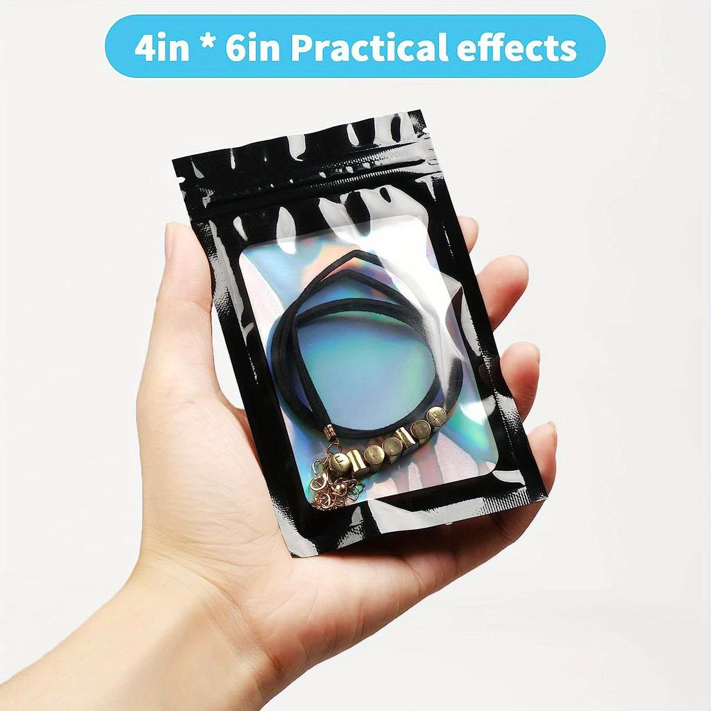 Голографические майларовые пакеты для хранения - Герметичные, Не пропускающие запах, 3D радужные запаиваемые пакеты с прочной застежкой-молнией, Толстый и прочный край