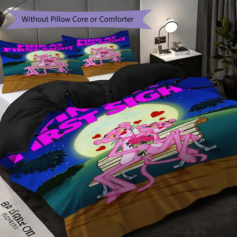 Pink Panther Door Bedding 1 Duvet Cover 2 Pillowcase Without Core Without Core Christmas Birthday Gift Soft And Comfortable Bedding Set