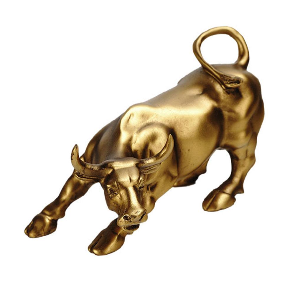 Bronze Bull Statue Wall Street Bronze Sculpture Antique Fengshui Bull OX Statues Handmade Craft Home Office Decor Business Gifts