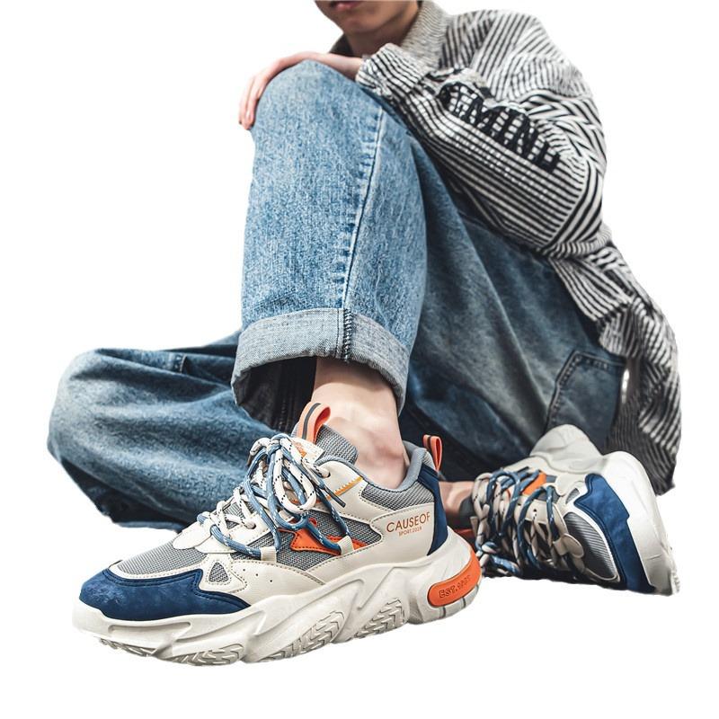 Men's Shoes New Spring Mesh Spring Casual Versatile Height-enhancing Teenager Sports Running Trend Dad Shoes