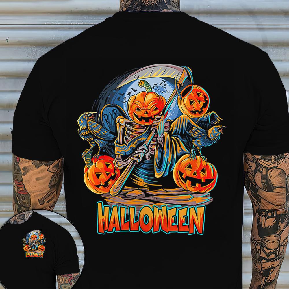 2023 Horror Halloween Pumpkin Graphic Мужские футболки Хип-хоп Уличная летняя одежда Свободные топы с коротким рукавом Футболки больших размеров 5XL