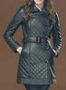 Black Quilt Belted New Women Trench Coat Genuine Lambskin Real Leather Stylish
