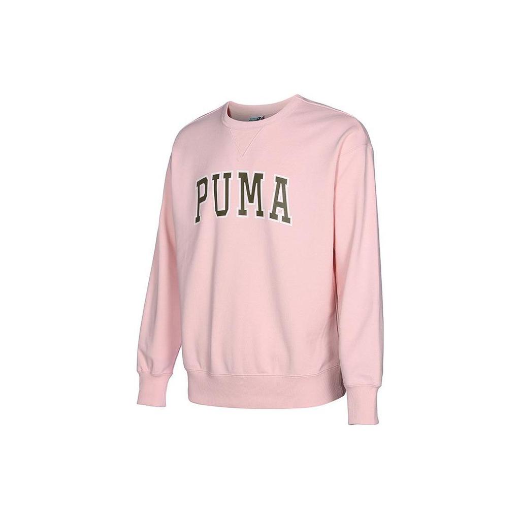 Puma Логотип, буквенный принт, круглый вырез, свитер, длинный рукав, толстовка, унисекс, розовый цвет 536769-16