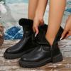 2024 Женская уличная обувь до середины икры, женские ботинки, теплые современные ботинки, женская обувь на среднем каблуке с круглым носком и боковой молнией, больших размеров