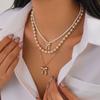 Bead Y2K Multilayer Necklace Pendant Bowknot Clavicle Necklace Clavicle Chain Women  Vacation