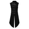 Men's Casual Middle Ages Long Vintage Sleeveless Leather Button Style Tuxedo