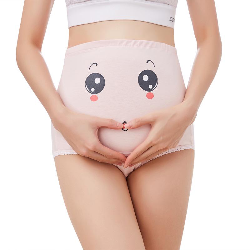 Expression Adjustable Cartoon Cute High Waist Pregnant Women Underwear Maternity Underwear Pregnancy Briefs