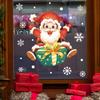 Мультяшный Санта-Клаус Снежинка Подарочная коробка Атмосфера Украшенные стеклянные наклейки на окна для окон и дверей