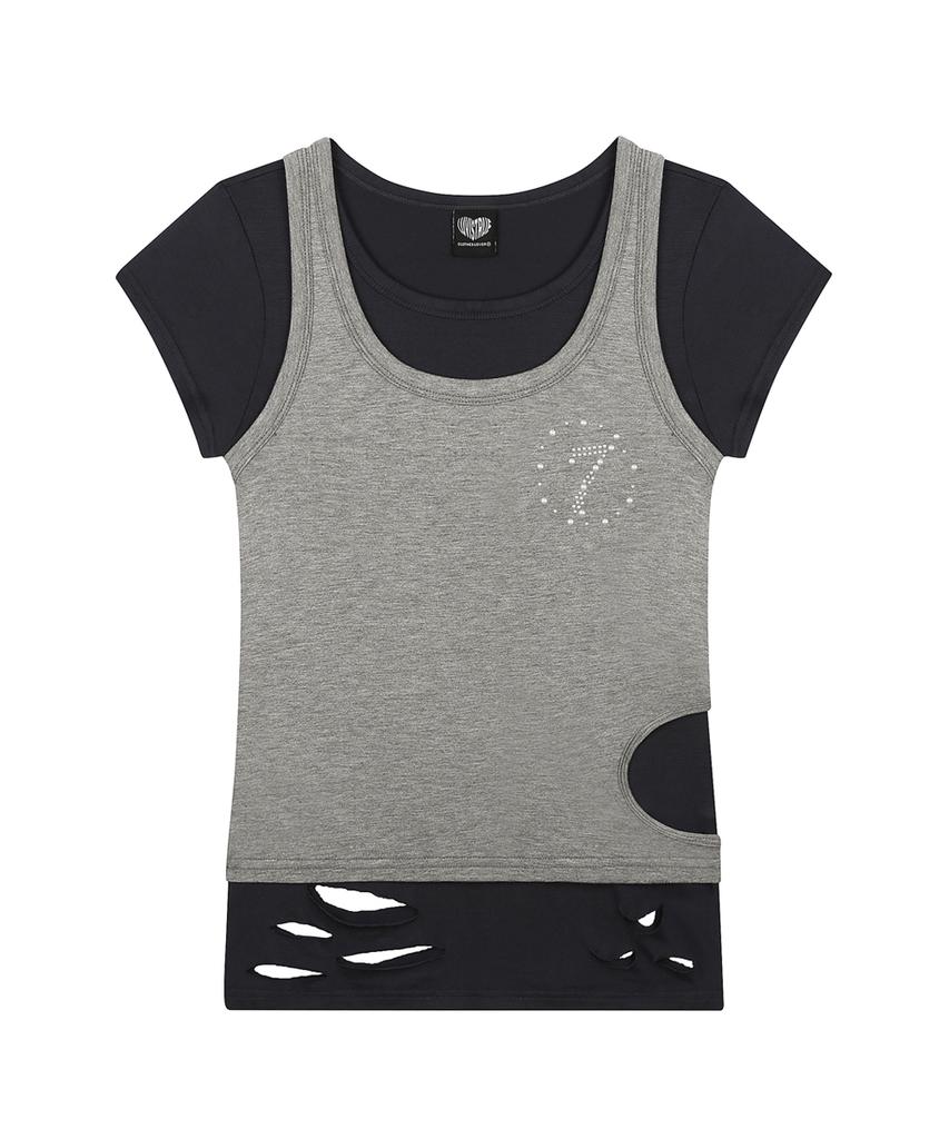 LUVISTRUE Sy Damage Layered Tee(Navy)