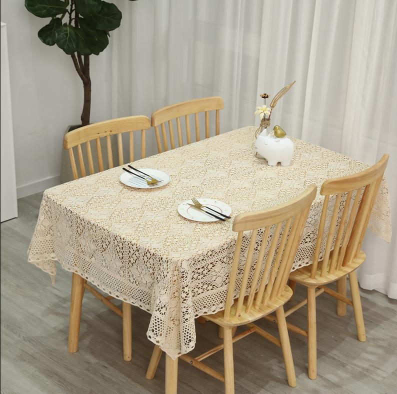 Белая скатерть Гардения, выдалбленная вязаная большая скатерть, кружевная хлопковая конопляная круглая скатерть для стола, фоновая декоративная ткань