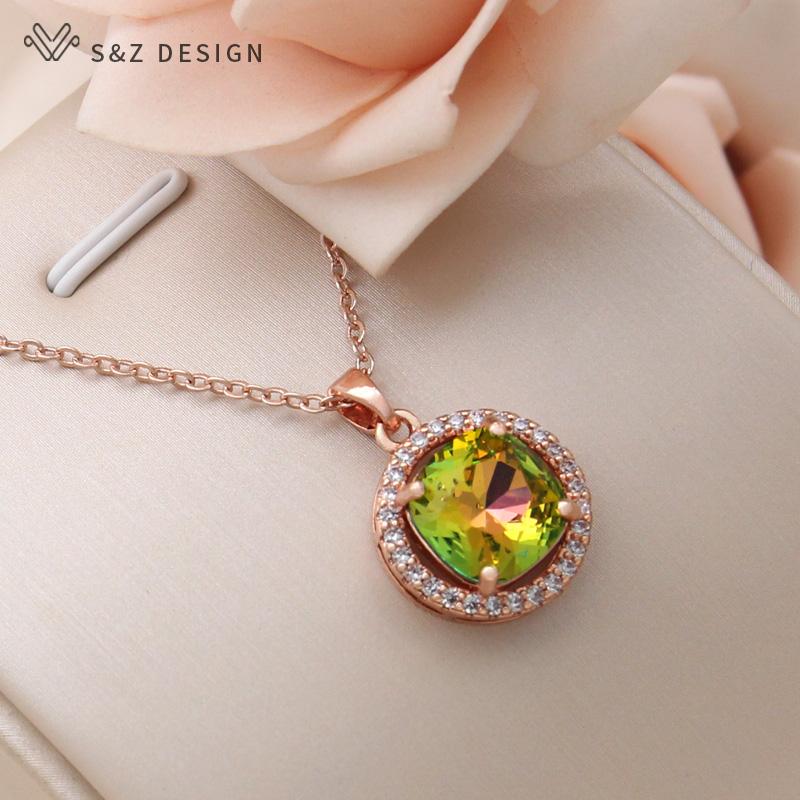 Модное ожерелье с подвеской из розового золота и квадратным кристаллом для женщин, свадебное украшение из кубического циркония, подарок