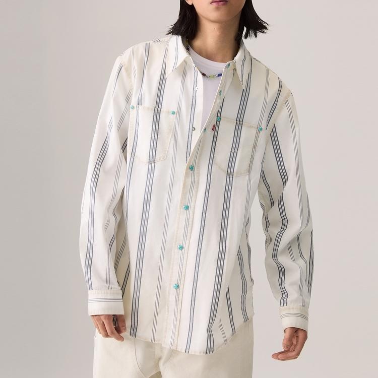 Levi's Shirts Men's White Lapel Moderate 003KW-0001