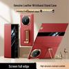 Tianjue Genuine Leather Tri-Fold Phone Case for Huawei Mate XT/XTs with Wrist Strap Stand