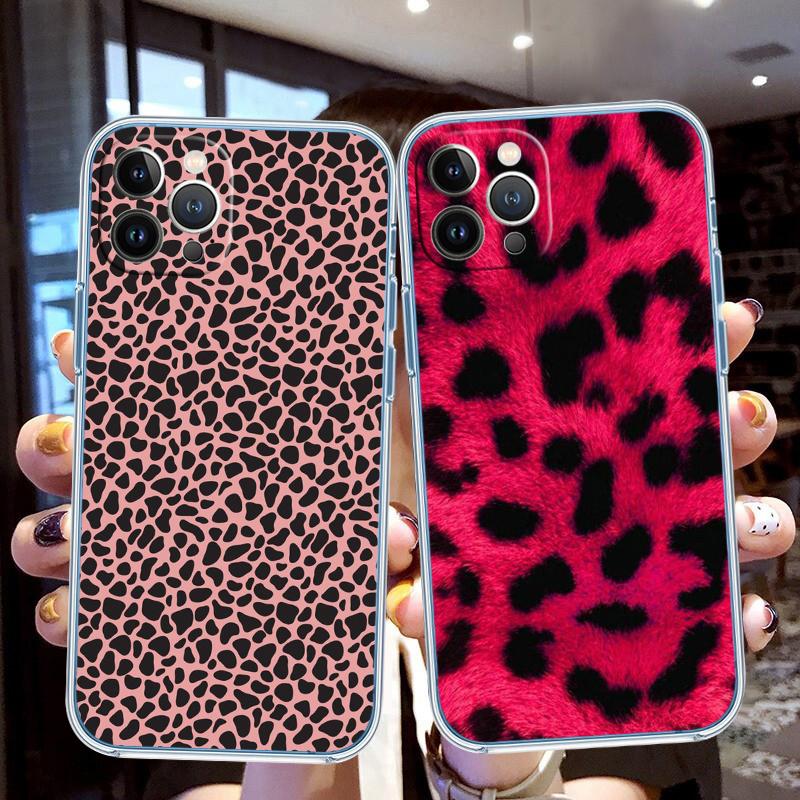 PP51 Pink Leopard Soft Shell Transparent Phone Case for Motorola Moto G7 G8 G9 G84 G85 G73 G24 G15 Z2 Play Power Plus