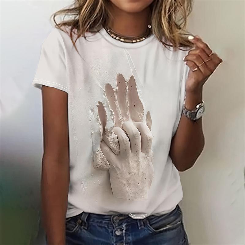 Flower Net Pattern T-Shirt For Women Exquisite 3D Printed Tees Summer Casual T Shirts Oversized Short Sleeves Round Neck Tops