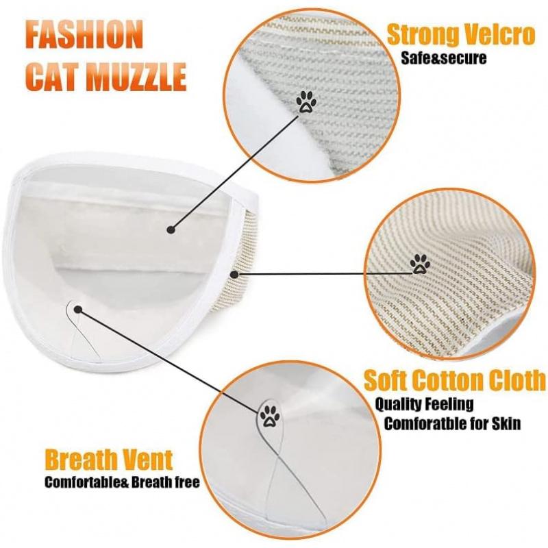 Cat Muzzle Transparent Cat Muzzle for Grooming Breathable Cat Mouth Cover for Anti Biting Adjustable Cat Grooming Mask for Cat,