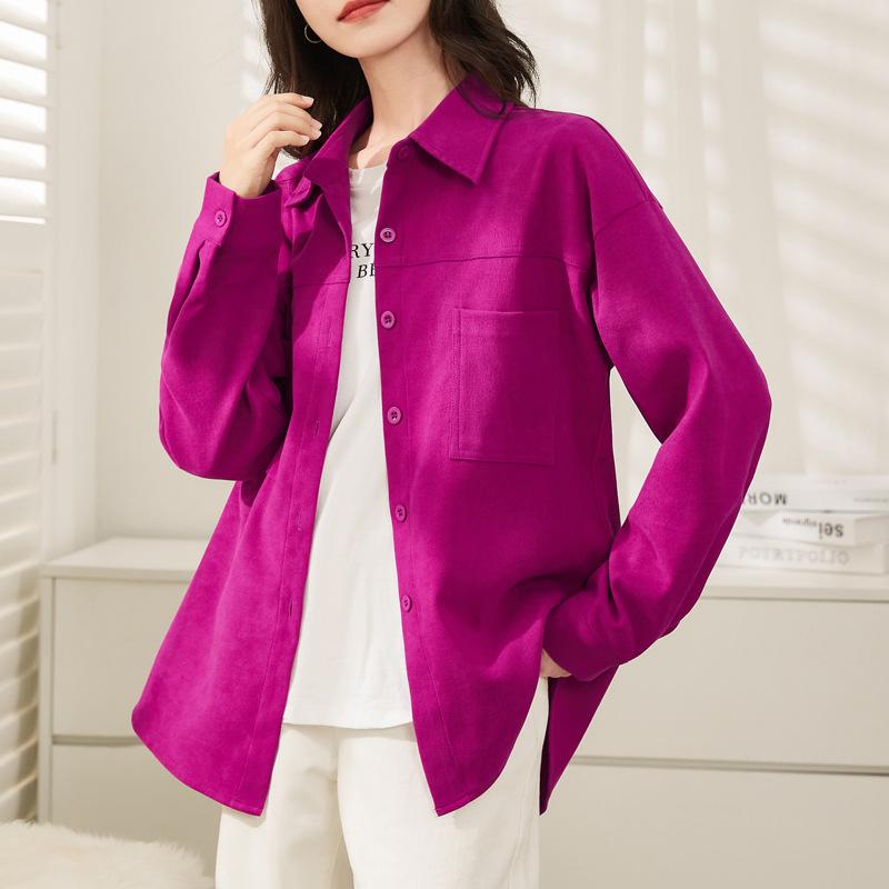 Женская вельветовая рубашка, пальто, осень/зима, корейская свободная повседневная верхняя одежда с длинными рукавами, рубашки, топ