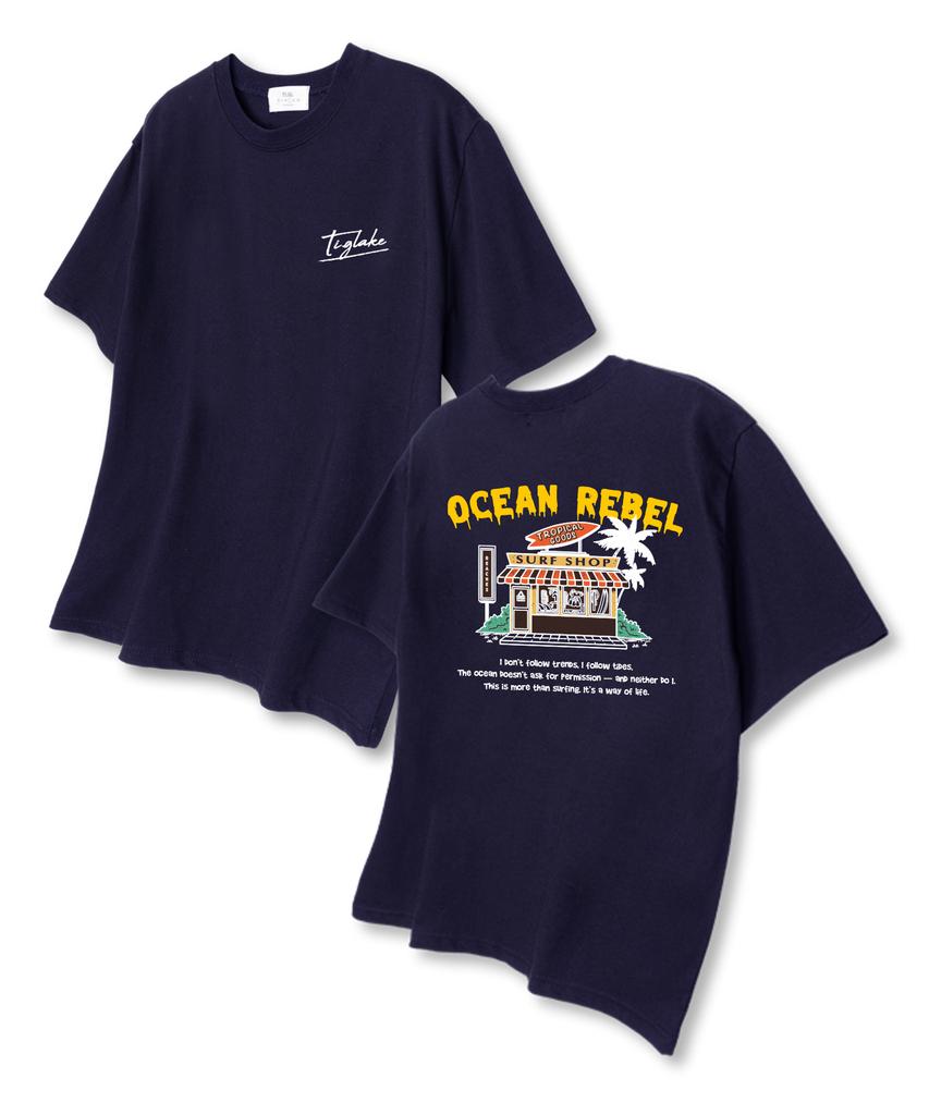 TI.GLAKE Surf Shop Oversized Short Sleeve T-Shirt Navy