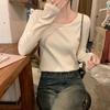Новый корейский ленивый стиль наряд внутренний слой с длинным рукавом свитер для женщин осень и зима повседневный короткий топ