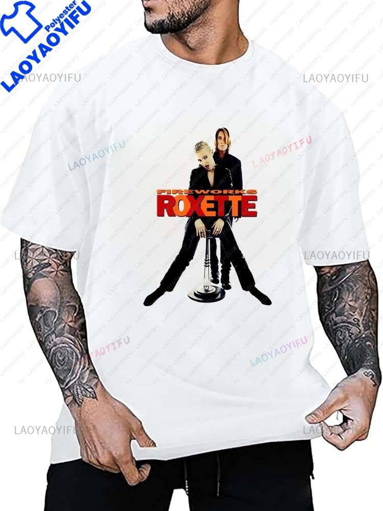 ROXETTE Swedish Pop Music Group Trendy Harajuku Shortsleeved Unisex Shirt with Patterned Tshirt