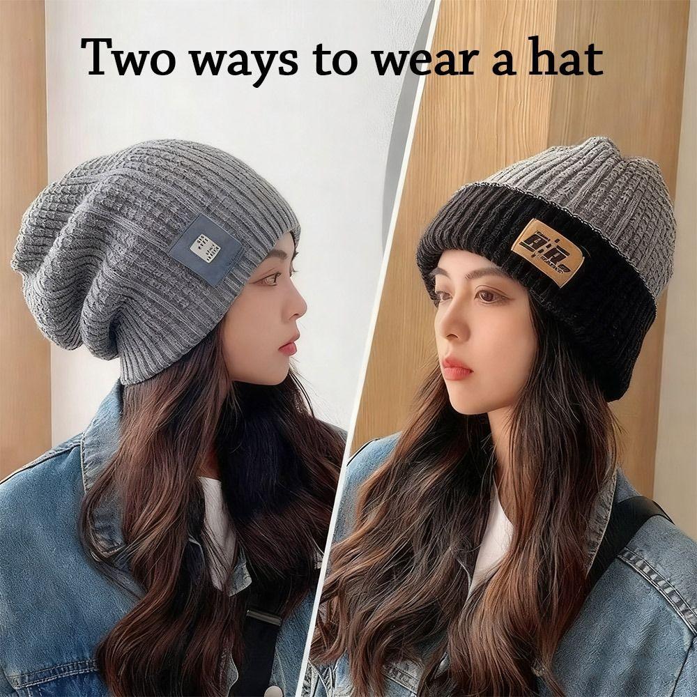 Модная теплая зимняя шапка, утолщенная эластичная вязаная шапка, повседневная защита ушей, шапка с помпонами, для улицы