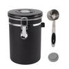 1.8L Coffee Sealed Container Stainless Steel Coffee Bean Storage Container with Spoon Black