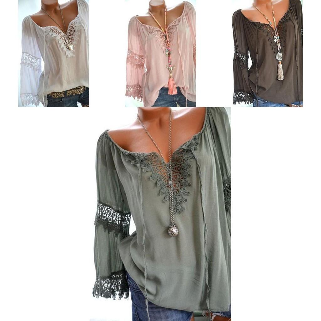 Women Sexy V Neck Long Sleeve Lace Up Shirt Versatile Loose T Shirt Great For Layering And Outings