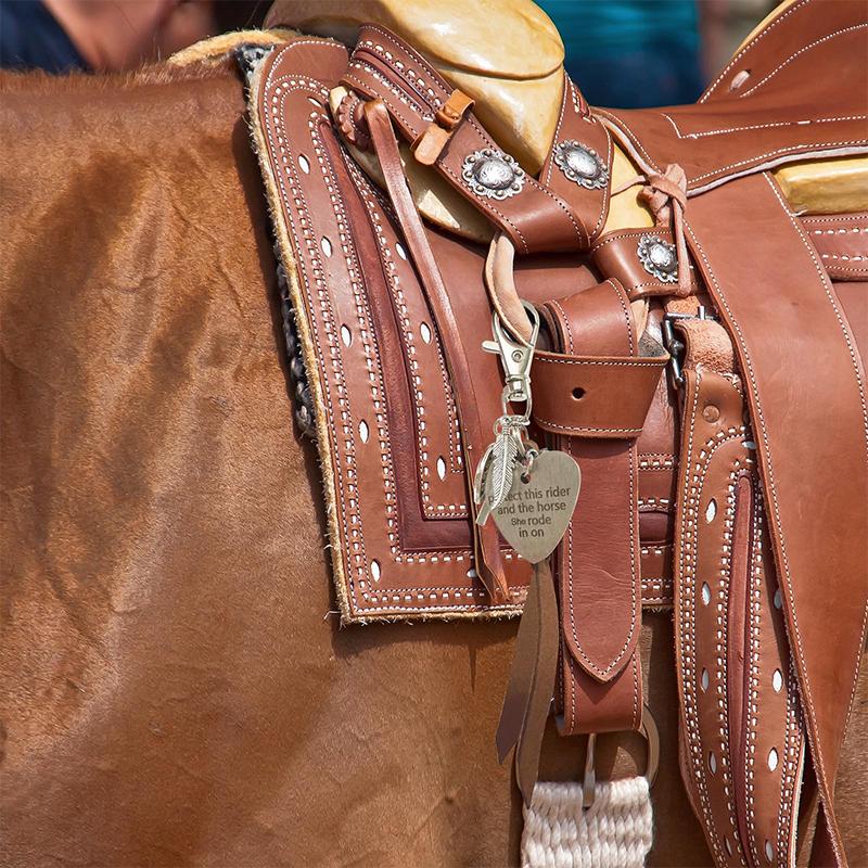 Protect This Rider And The Horse She Rode In On-Saddle Charm Fashionable Keychain Saddle Heart Charm Equestrian Riding Gift