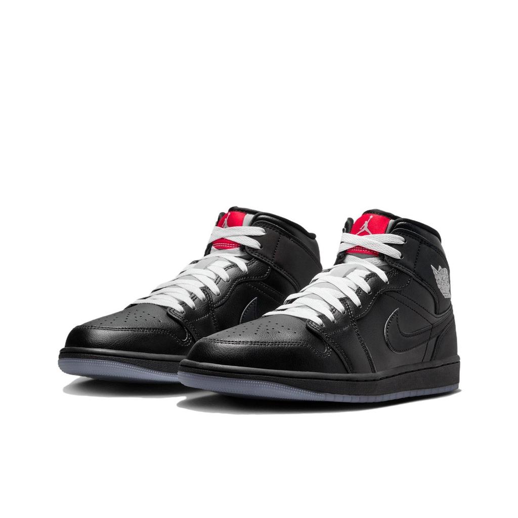 Air Jordan 1 Mid SE Black Metallic Reimagined Unisex Sneakers Silver-Metallic University-Red HV5177-010