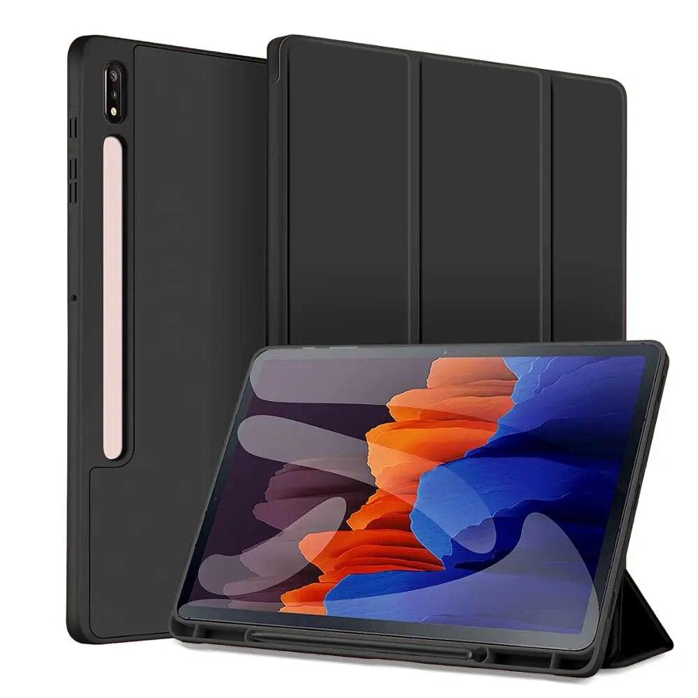 Умный кожаный флип-чехол для Samsung Galaxy Tab S8 S7 S9 Fe 11 дюймов Funda Galaxy Tab S7 Plus FE S8 S9 Plus 12,4 с лотком для ручек Smart Cover