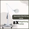 8X Diopter LED Specialist Magnifying Floor Lamp  Dentist Beauty Salon Magnifier Glass Stand Light