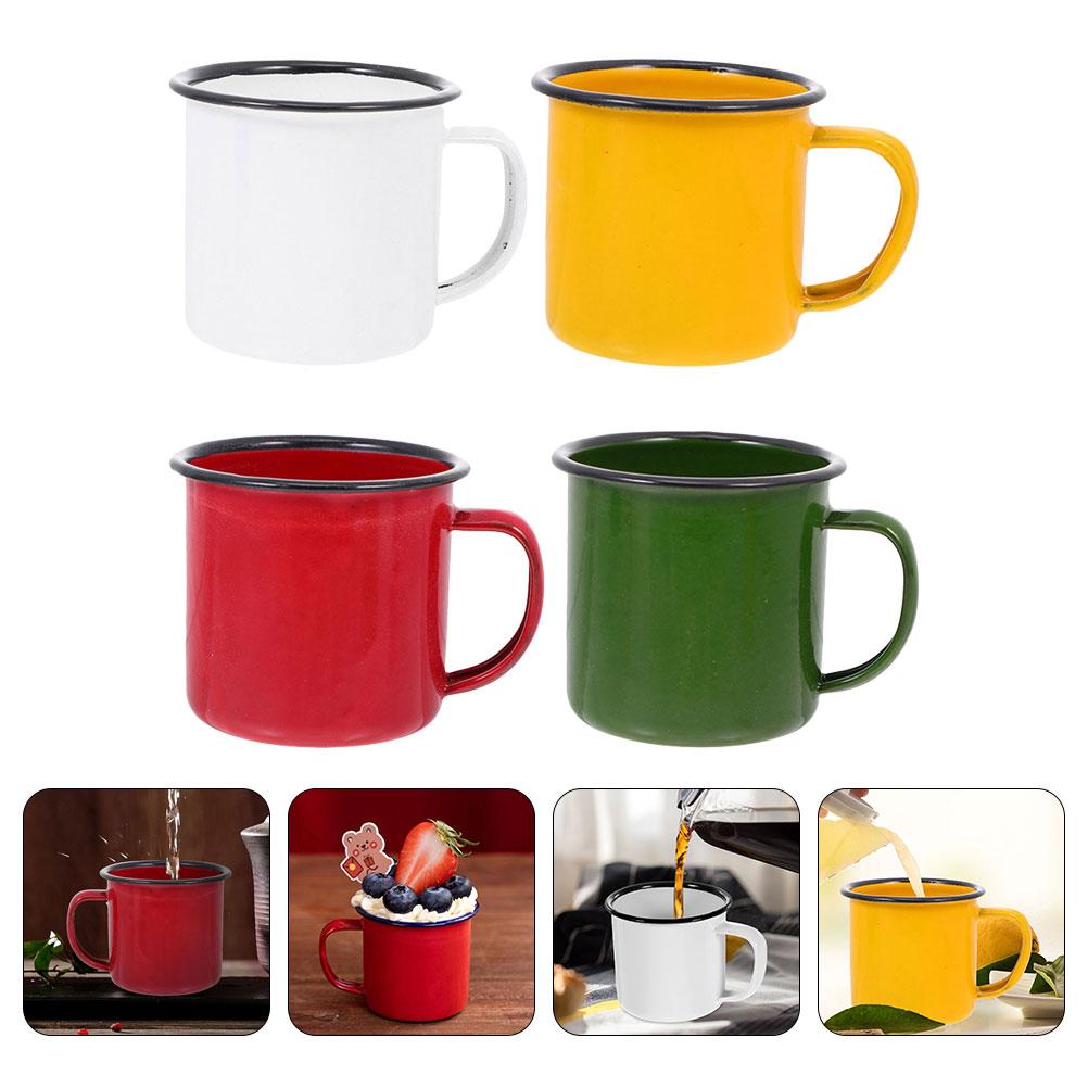4 Pcs Travel Cup Retro Enamel Mug Water Coffee Set Old Style Office Breakfast Mugs