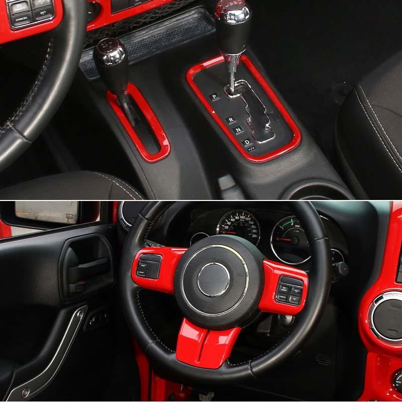 Dashboard Central Control Steering Wheel Co-pilot Handle Decoration Interior Kit Fit for Jeep Wrangler JK 2011-2017 Car Accessories