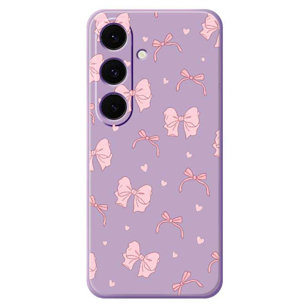 For Samsung Galaxy S25 FE Case Pink Bow Love Pattern Printing Straight Edge TPU Phone Back Cover