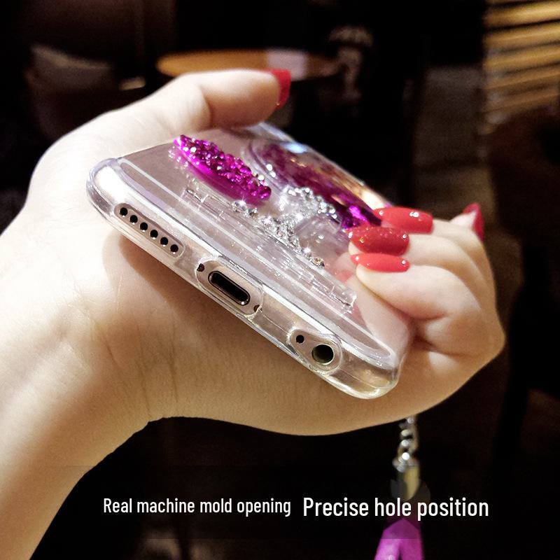 Силиконовый чехол для Apple 15 с жидкими стразами и дизайном бокала вина идеально подходит для iPhone 12, 13 и 14.