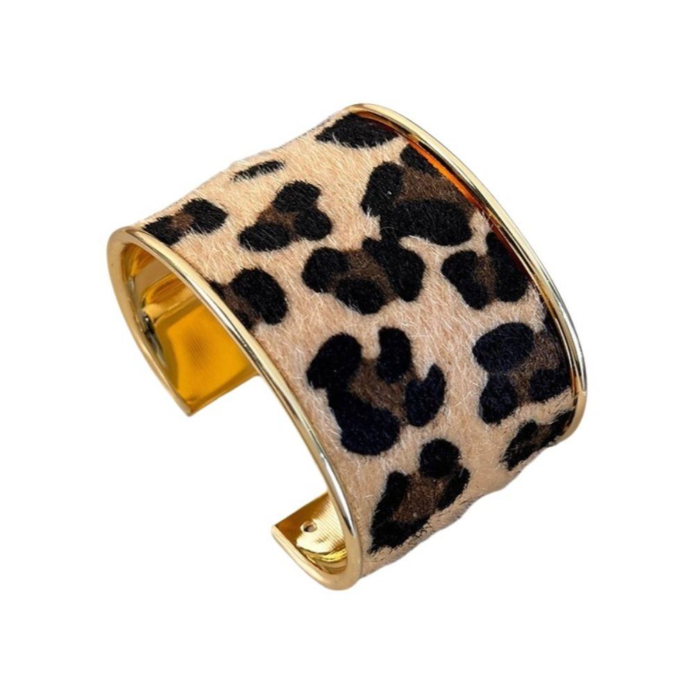 Multicolor Geometric Leopard Print Bangles Exaggerated Cuff Bangles  Hip Hop Style
