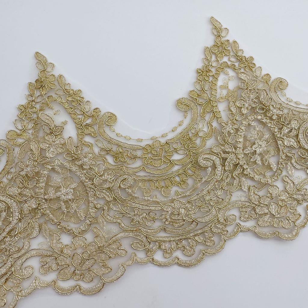 Gold Thread Car Bone Embroidery Lace Width 15Cm Children'S Dress Dance Clothes Home Textile Accessories Car Bone Gold Lace